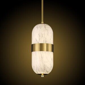 NEW LED 12W 3000K Kitchen Island Pendant Light 13" Painting Alabaster Glass Hang